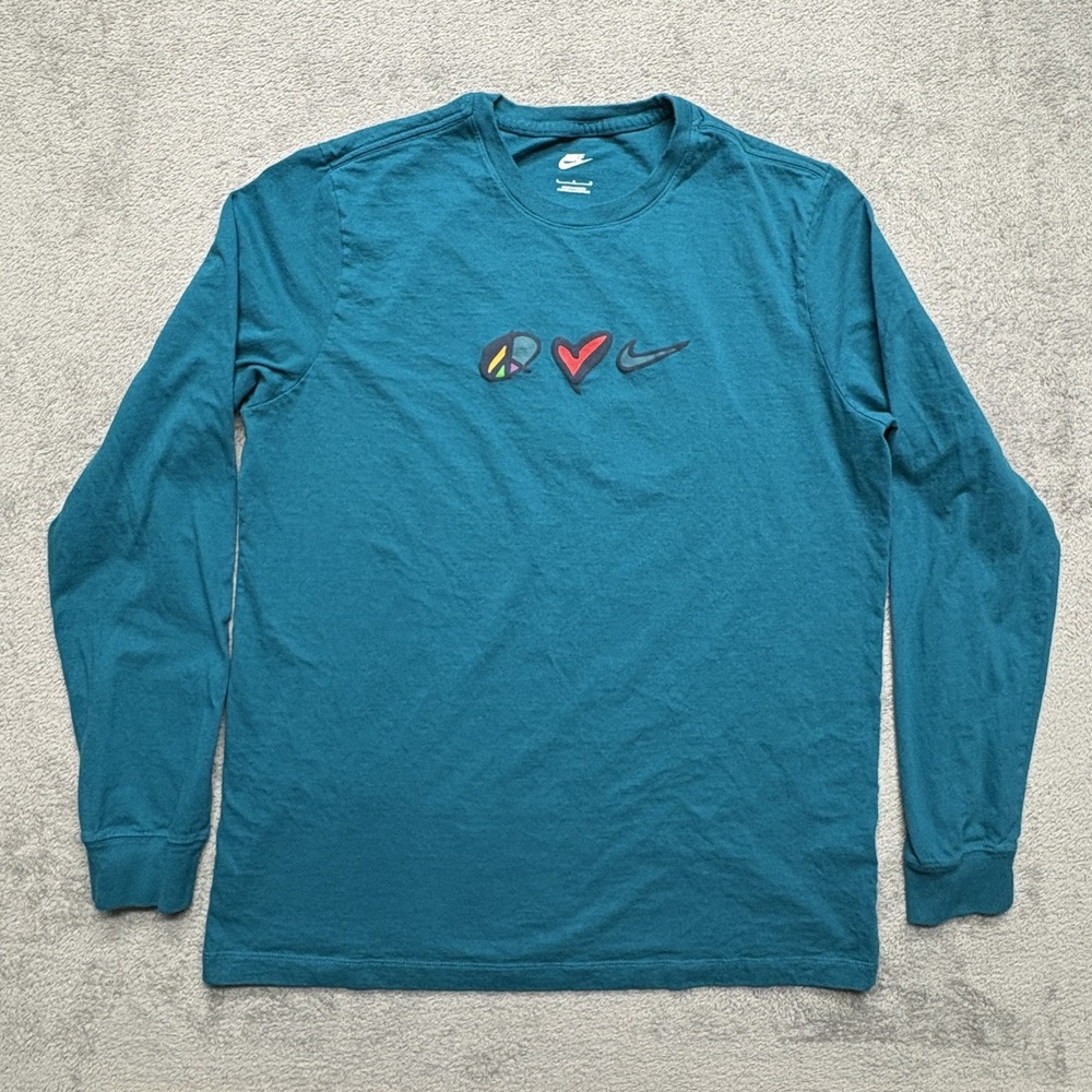 Nike Shirt Mens Large Peace Love Swoosh‎ Long Sleeve Graphic Pullover 363282-37L
